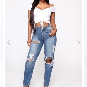 Fashion Nova - Kia Boyfriend Jeans Medium Blue